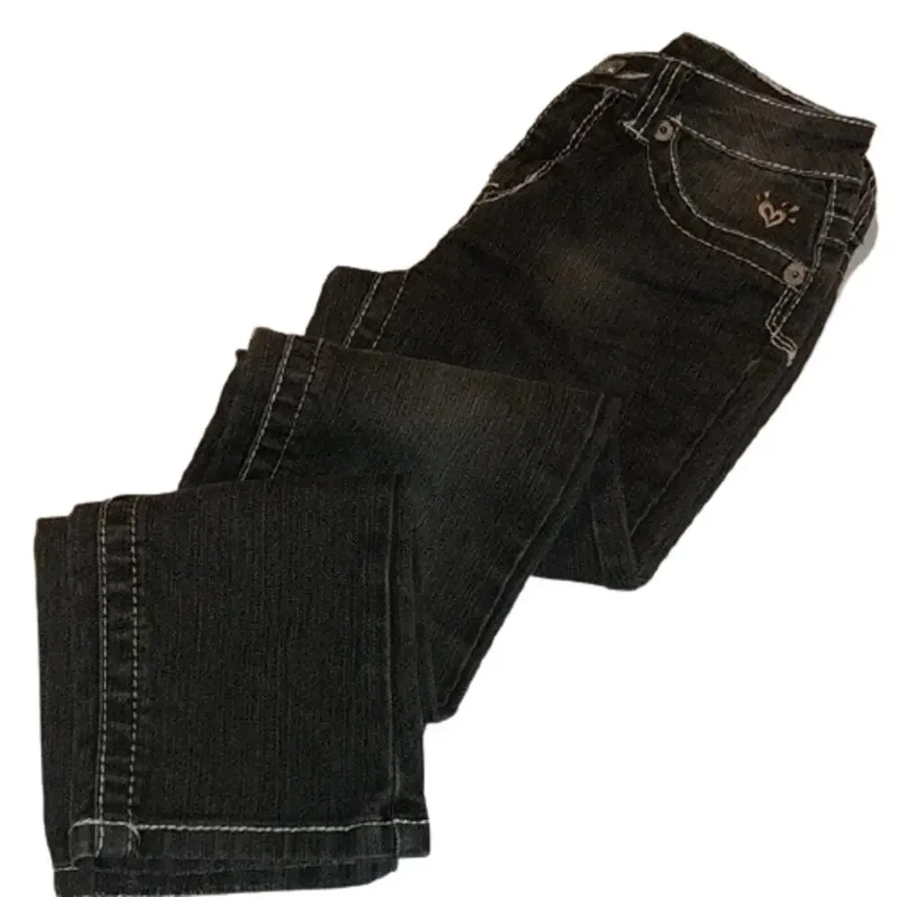 JUSTICE Black Gray Distressed Jeans 12 Slim